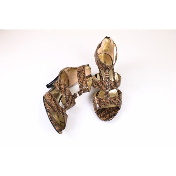Style & Co Dressy Sandals Size 8 Shoes Snake Print Strappy Stacked Heel NWOT - Picture 1 of 5
